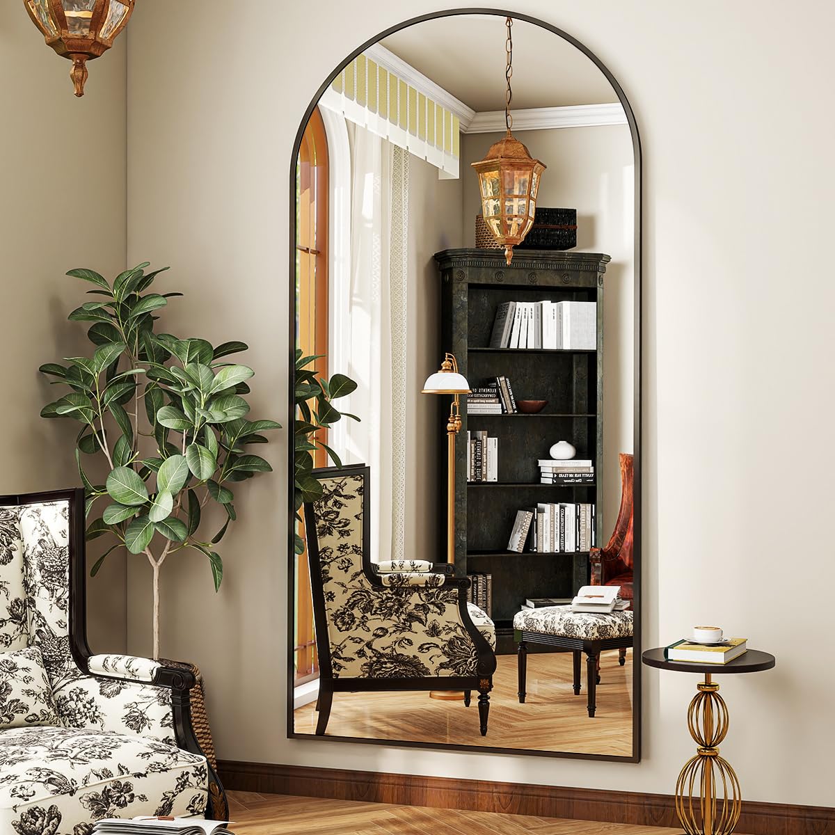 BEAUTYPEAK 71"x26" Arch Full Length Mirror, Full Body Floor Mirror with Stand Hanging or Leaning, Aluminum Alloy Frame Wall Mirrors for Bedroom, Dressing Room, Black