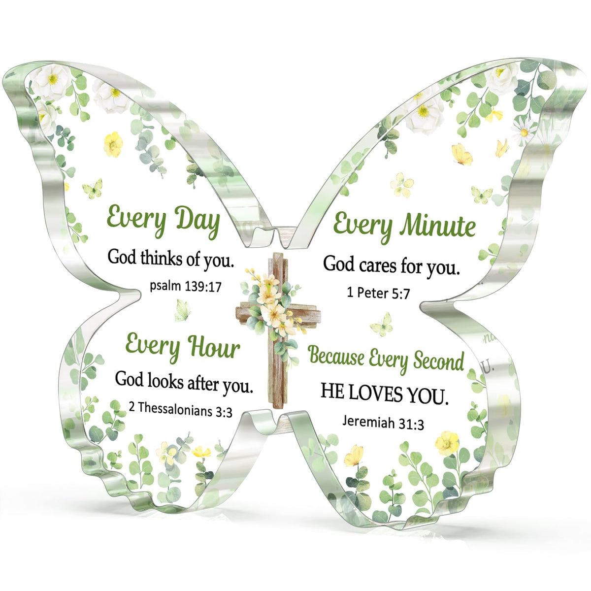 Christian Gifts for Women Faith, Butterfly Acrylic Plaque Decoration, Birthday Gifts for Women, Spiritual Present for Female Friend Family, Office Desk Decor for Woman, 5x3.8x0.5 Inch - Purple