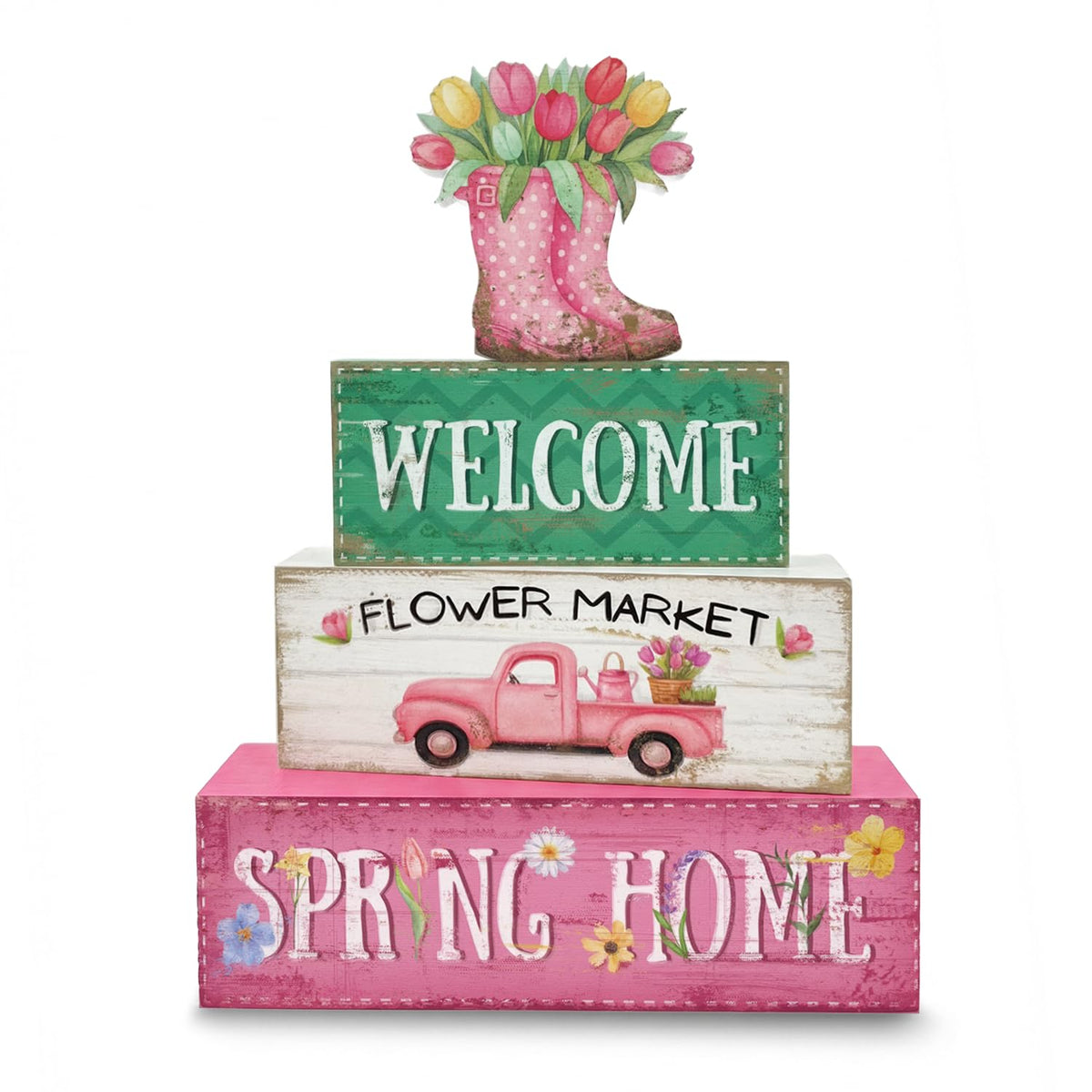 4 Pcs Fall Tiered Tray Decor, Wooden Fall Decorations for Home
