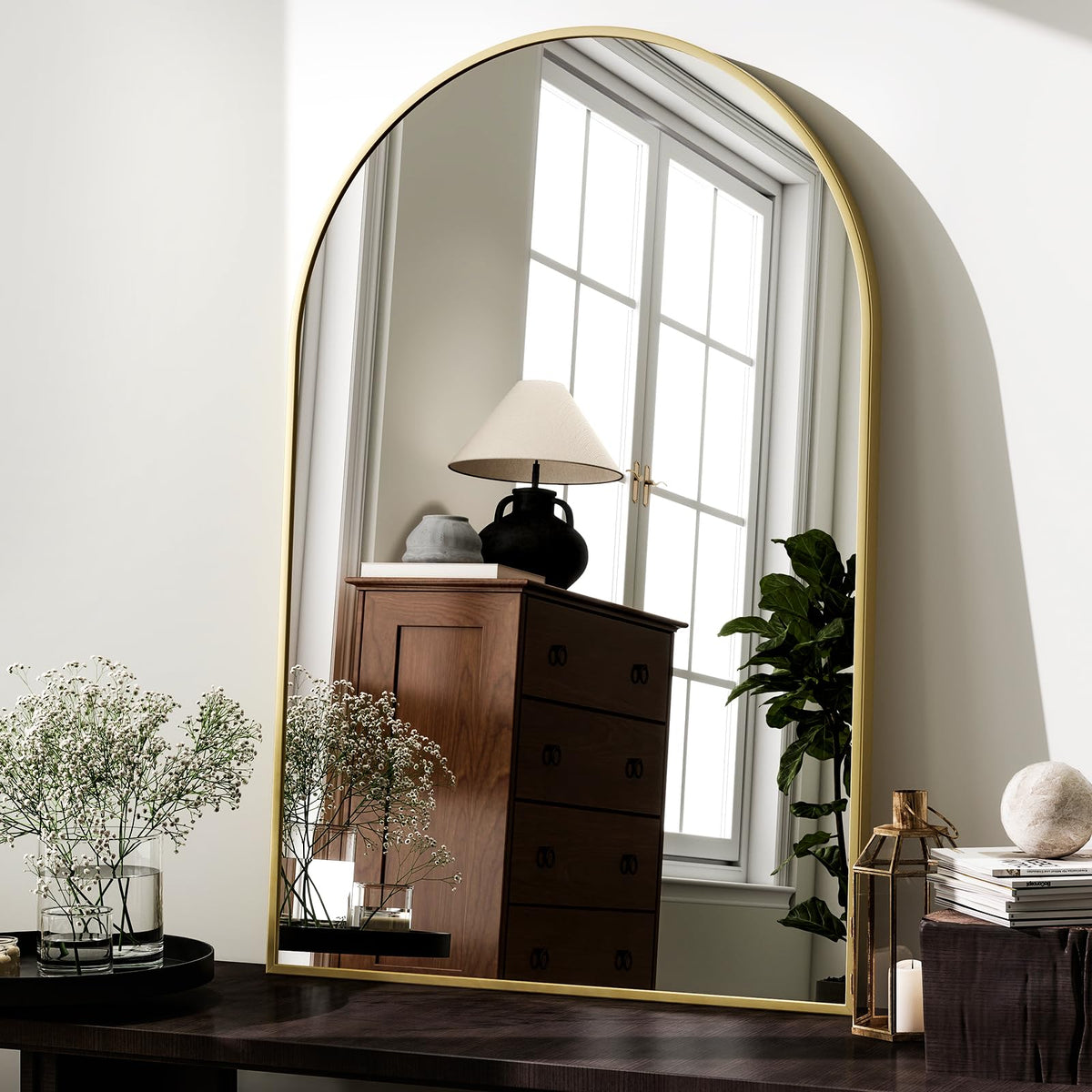 HARRITPURE 20"x30" Arched Bathroom Mirror Wall Mounted Black Arch Mirror