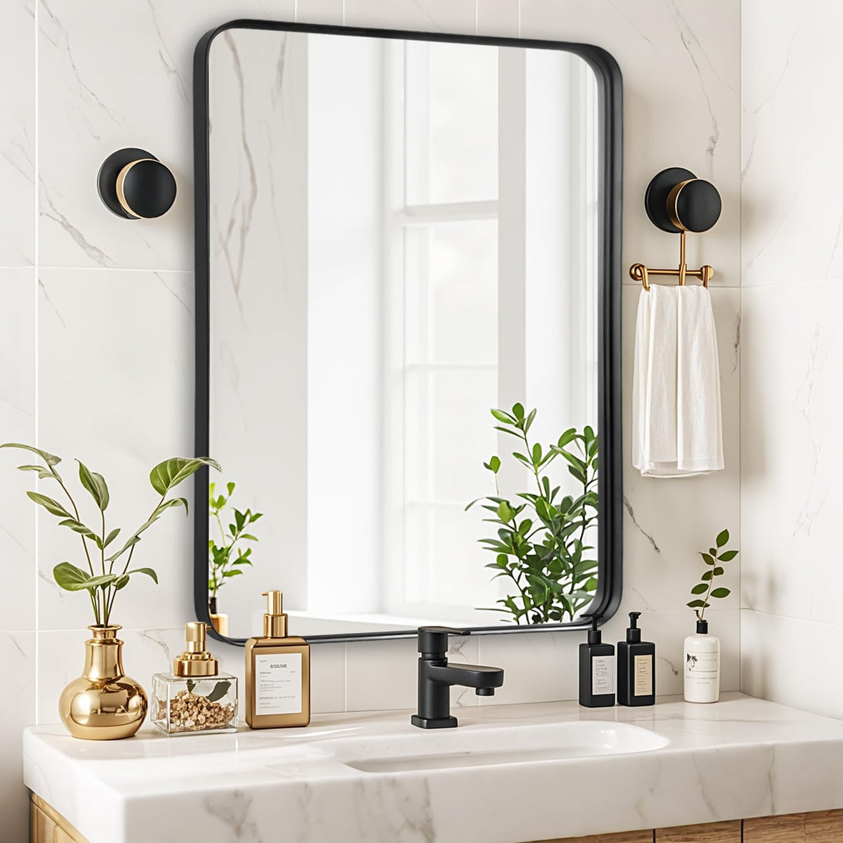 Black Bathroom Vanity Mirror Over Sink 2 Pack, 24x36 Large Wall Mirror