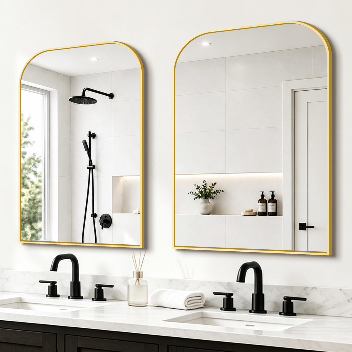 FICTOR 2 Pack 36" x 24" Bathroom Vanity Mirror for Over Sink, Black
