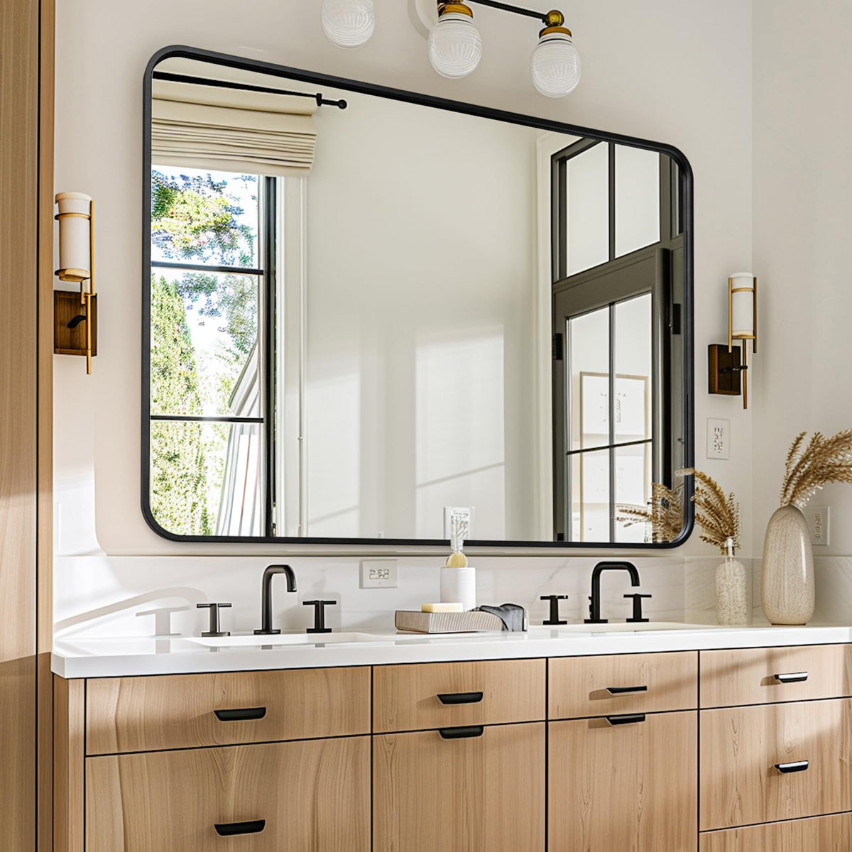 USHOWER 2-Pack Black Bathroom Mirrors for Over Sink 24 x 36 Inch