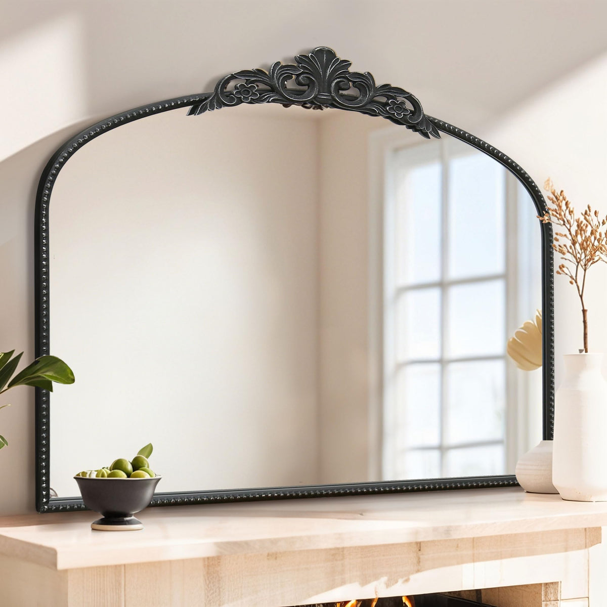 Micasso Black Full Length Mirror: 21''x56'' Baroque Vintage Floor Mirror