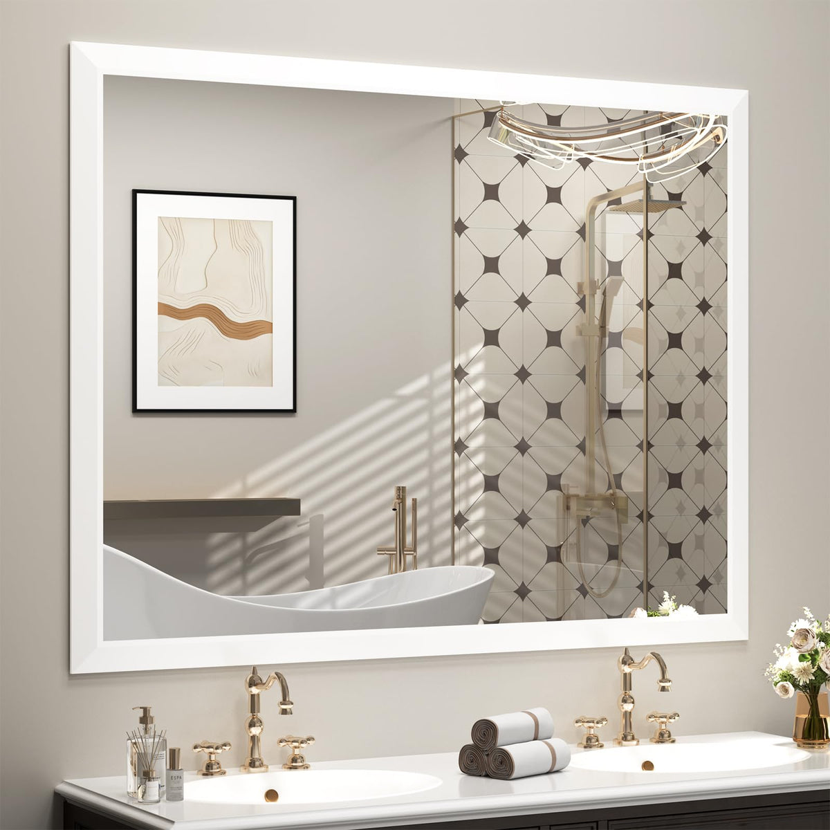 SMIROR 24x36 Matte Black Bathroom Vanity Mirror for Over Sink