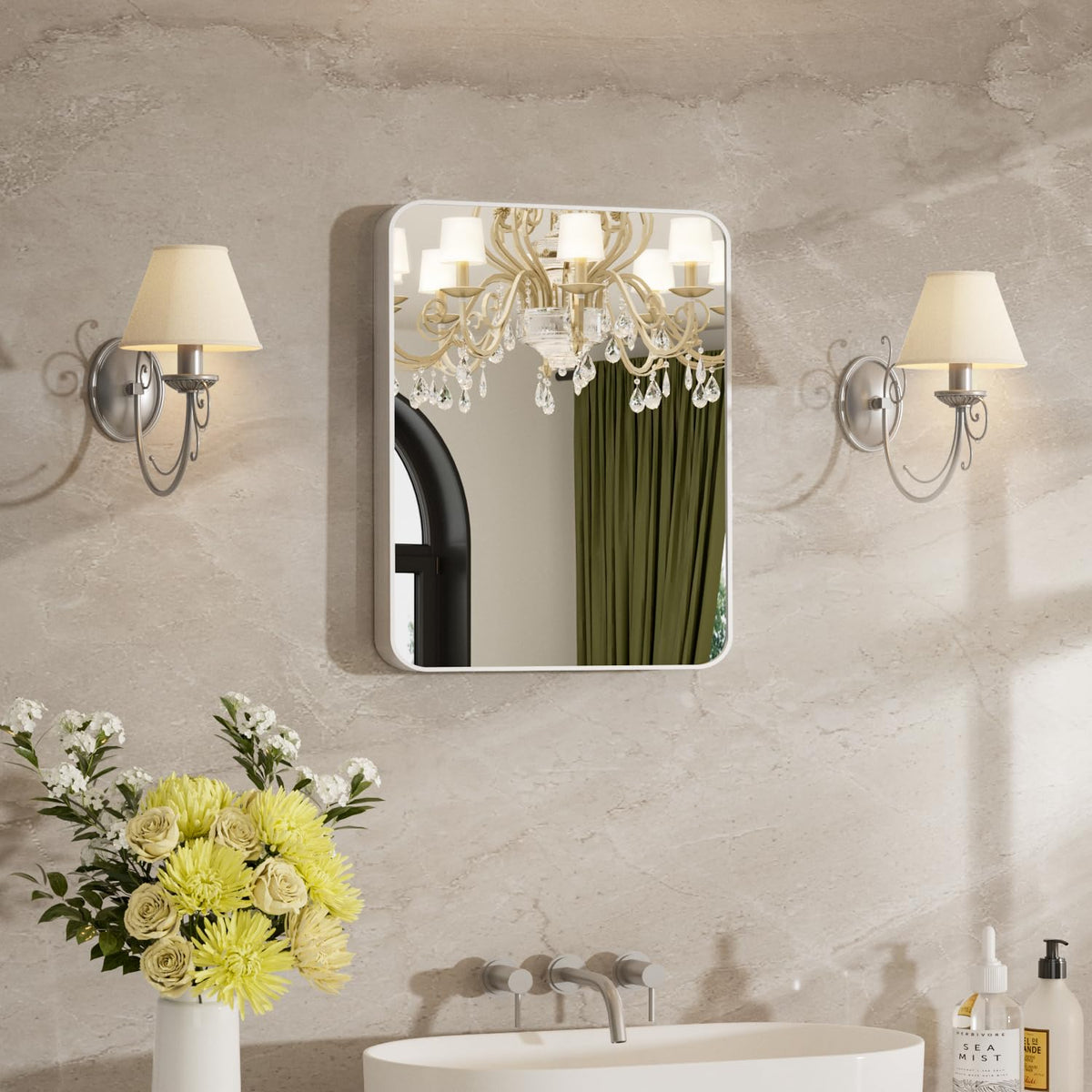 24"x36" Bathroom Mirror for Over Sink, Brushed Nickel Vanity Mirror