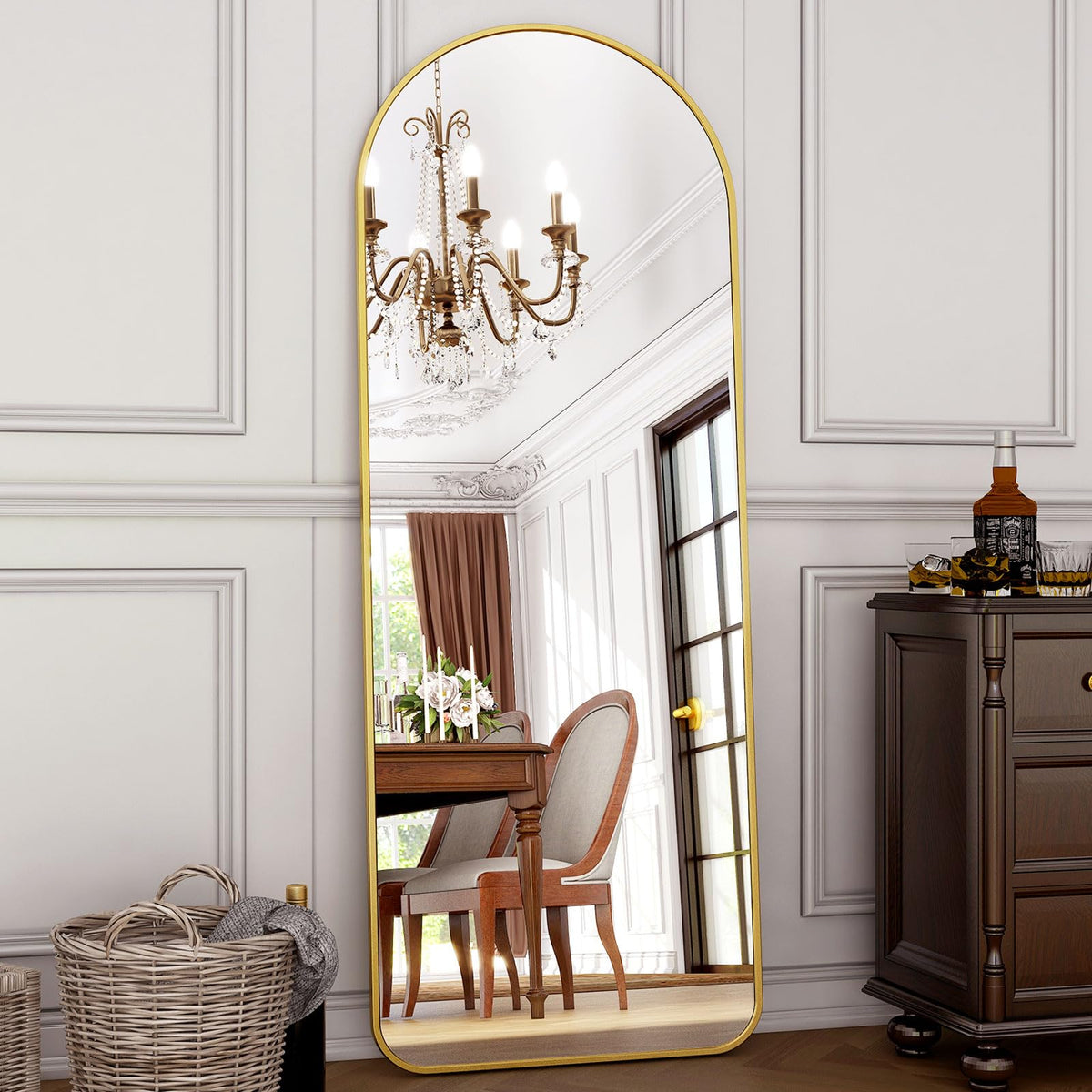 HARRITPURE 57"x20" Full Length Mirror Gold Rounded Corner Floor Mirror