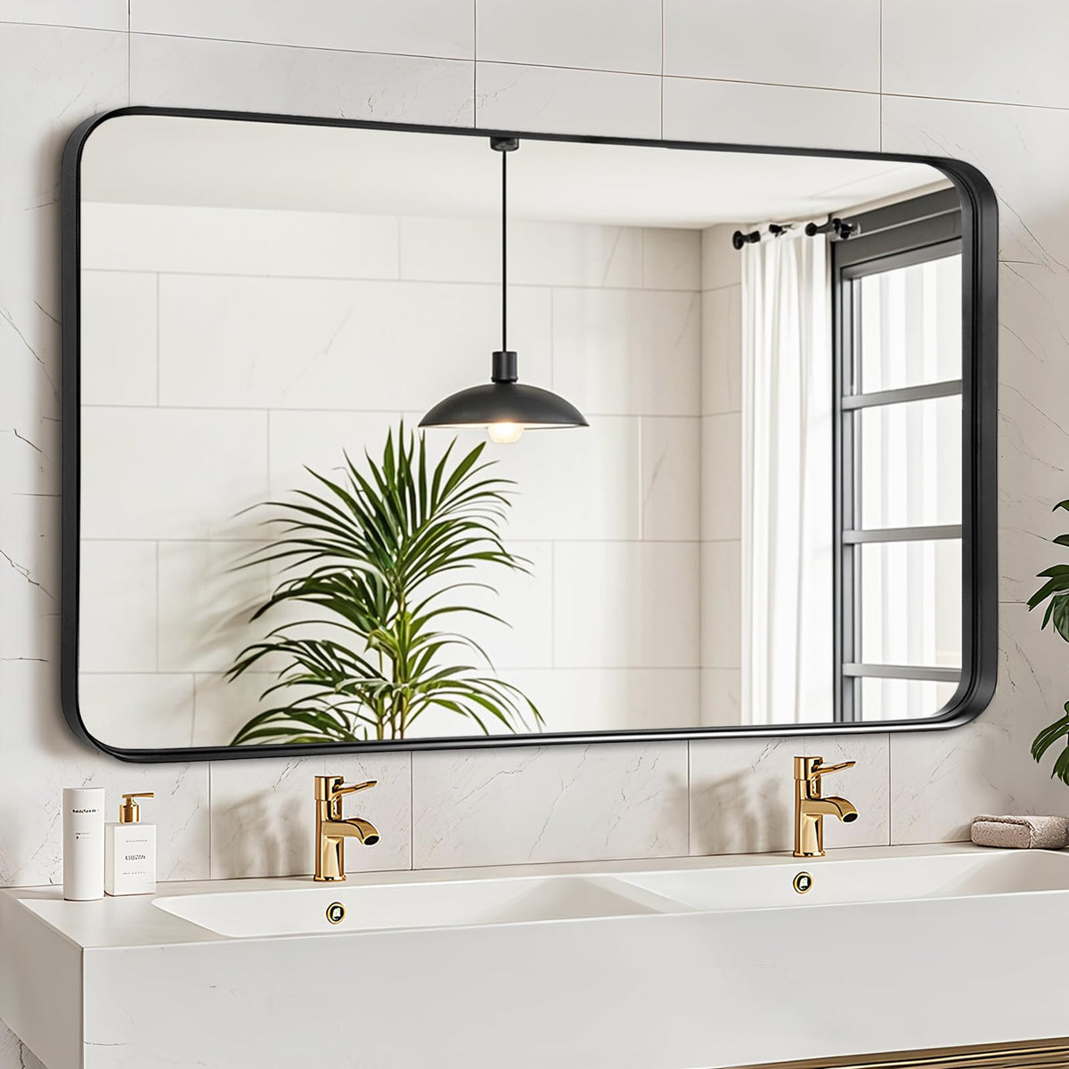 Black Bathroom Vanity Mirror Over Sink 2 Pack, 24x36 Large Wall Mirror