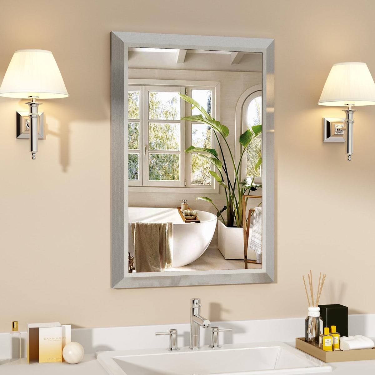 SMIROR 24x36 Matte Black Bathroom Vanity Mirror for Over Sink