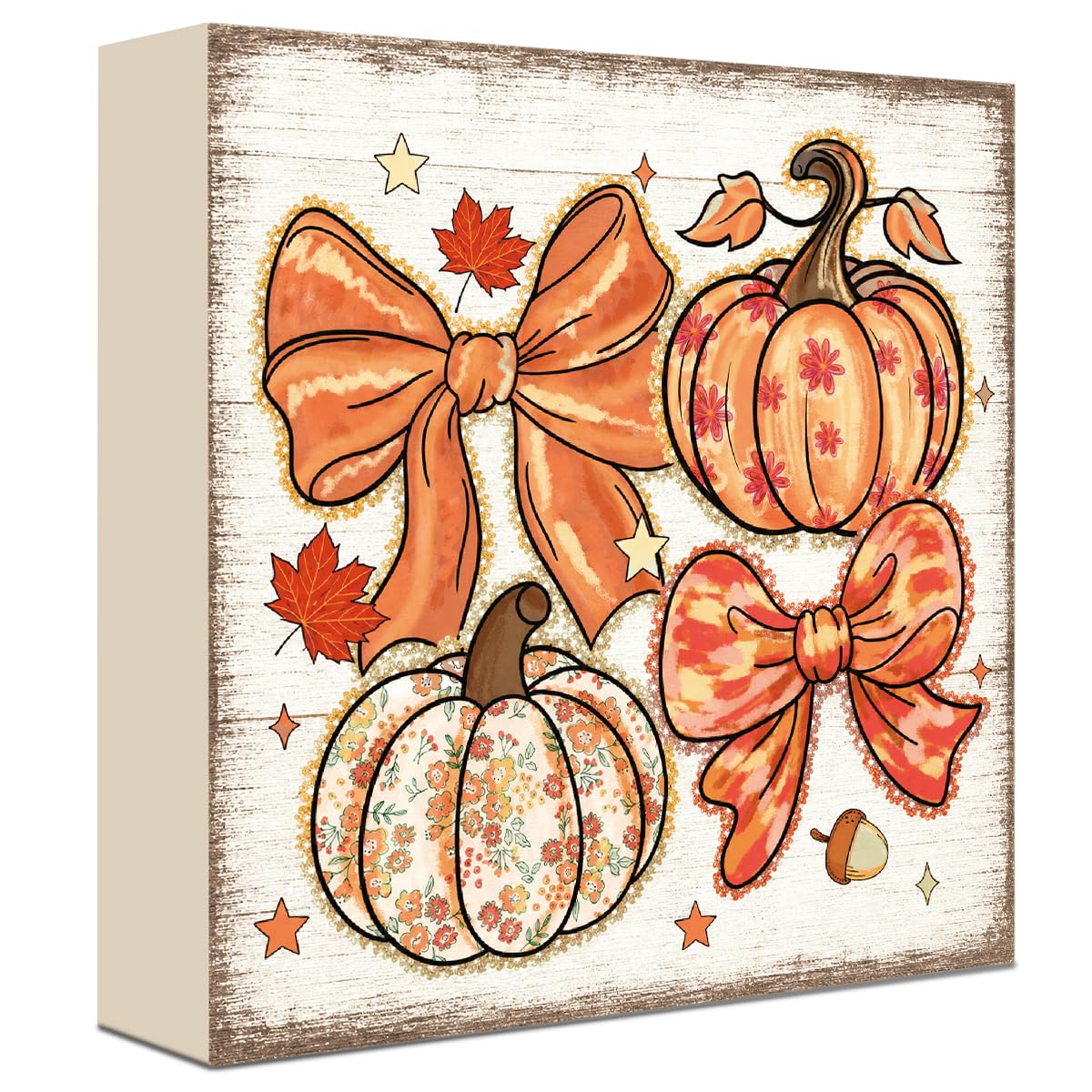 Fall Decorations for Home Football Pumpkin Wood Sign Fall Wall Shelf Decor