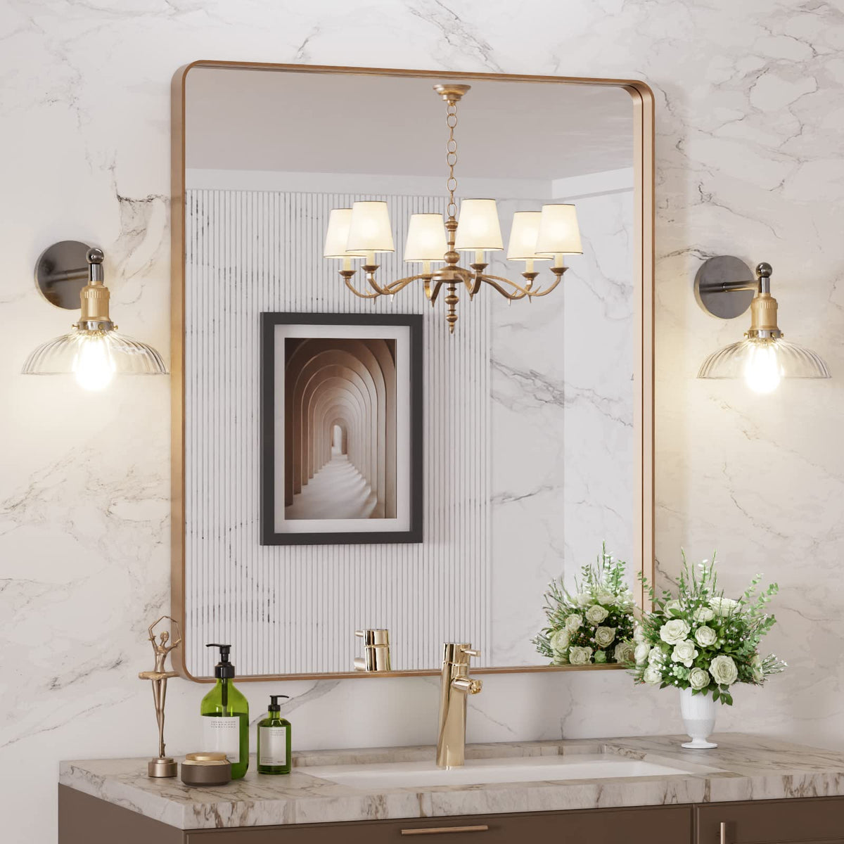 LOAAO 24X36 Inch Black Bathroom Mirror Metal Framed