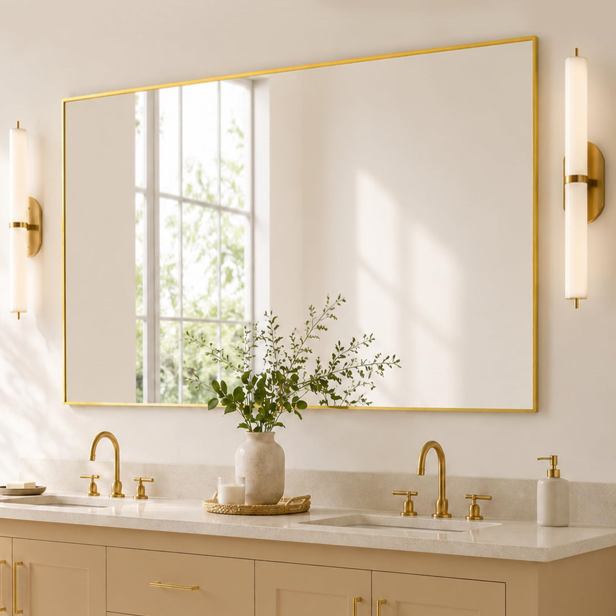 2-Pack 24"x36" Matte Black Framed Bathroom Vanity Wall Mirrors