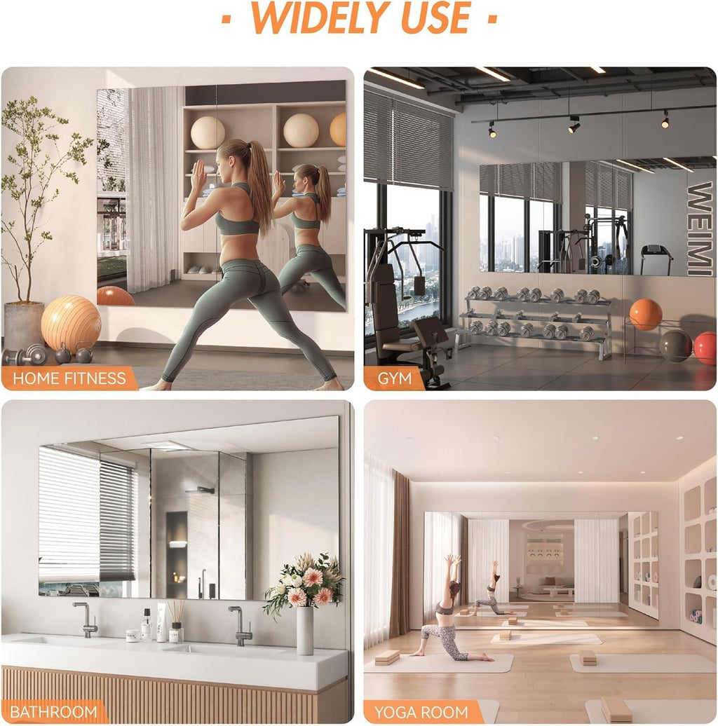 Hasipu 2 Pcs Home Gym Mirror, 72" x 36" Each, Large Full Length Frameless
