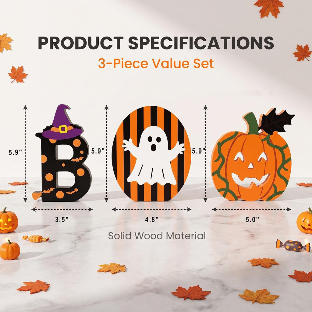 BOO Signs Halloween Tiered Tray Decor, Halloween Table Decorations Indoor