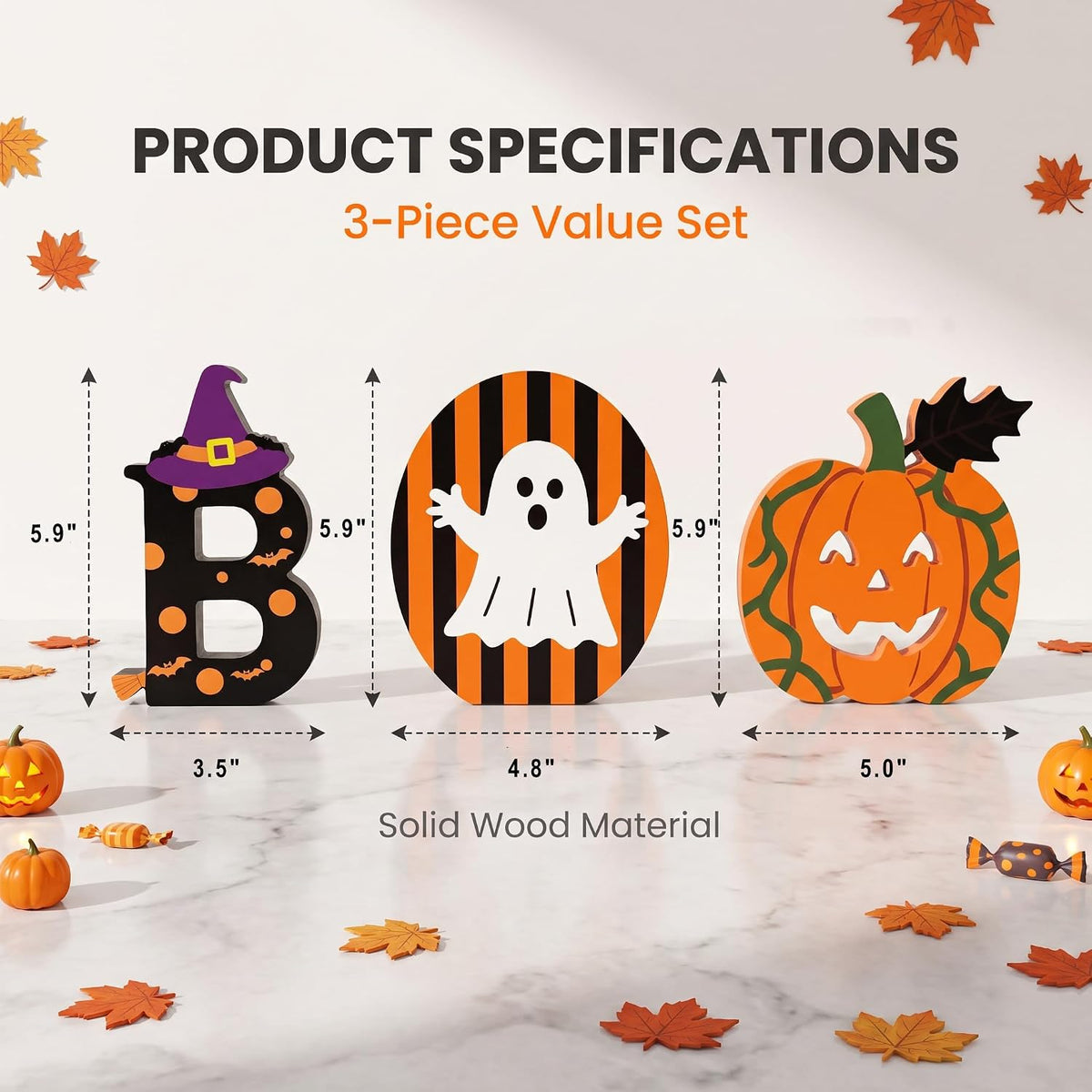 BOO Signs Halloween Tiered Tray Decor, Halloween Table Decorations Indoor