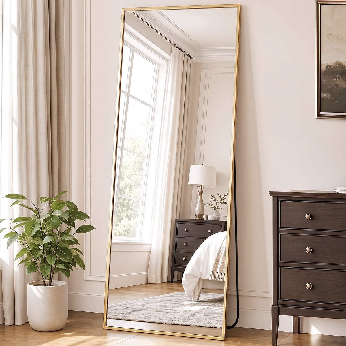 DUMOS 63"x20" Arched Full Length Floor Mirror, Full Body Mirror with Stand
