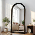 24"x65" Full Length Mirror Solid Wood Frame, Arched Floor Mirror Full Length with Stand, Room Decor Big Full Body Mirror with HD Tempered Glass for Bedroom, Living Room, Walnut Wood