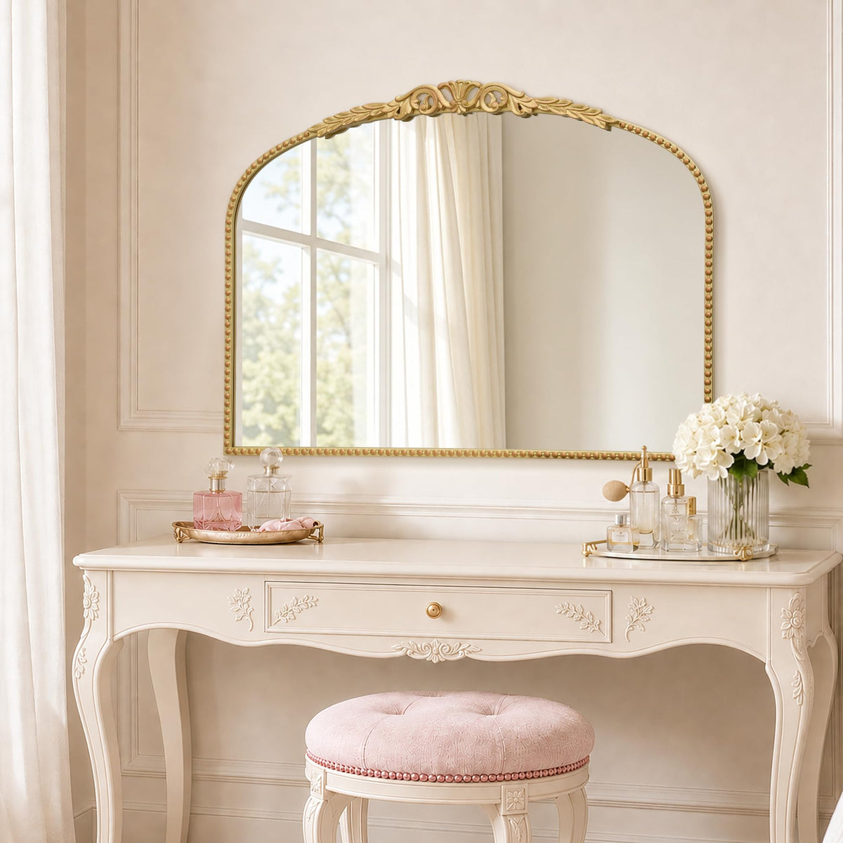 Besdomus Gold Full Length Mirror: 19"x53" Vintage Ornate Floor Mirror