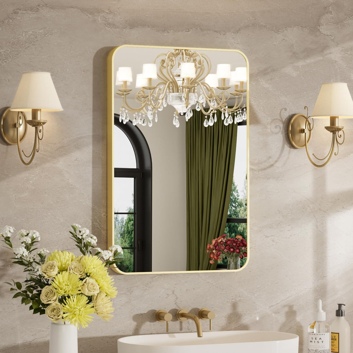 24"x36" Bathroom Mirror for Over Sink, Brushed Nickel Vanity Mirror