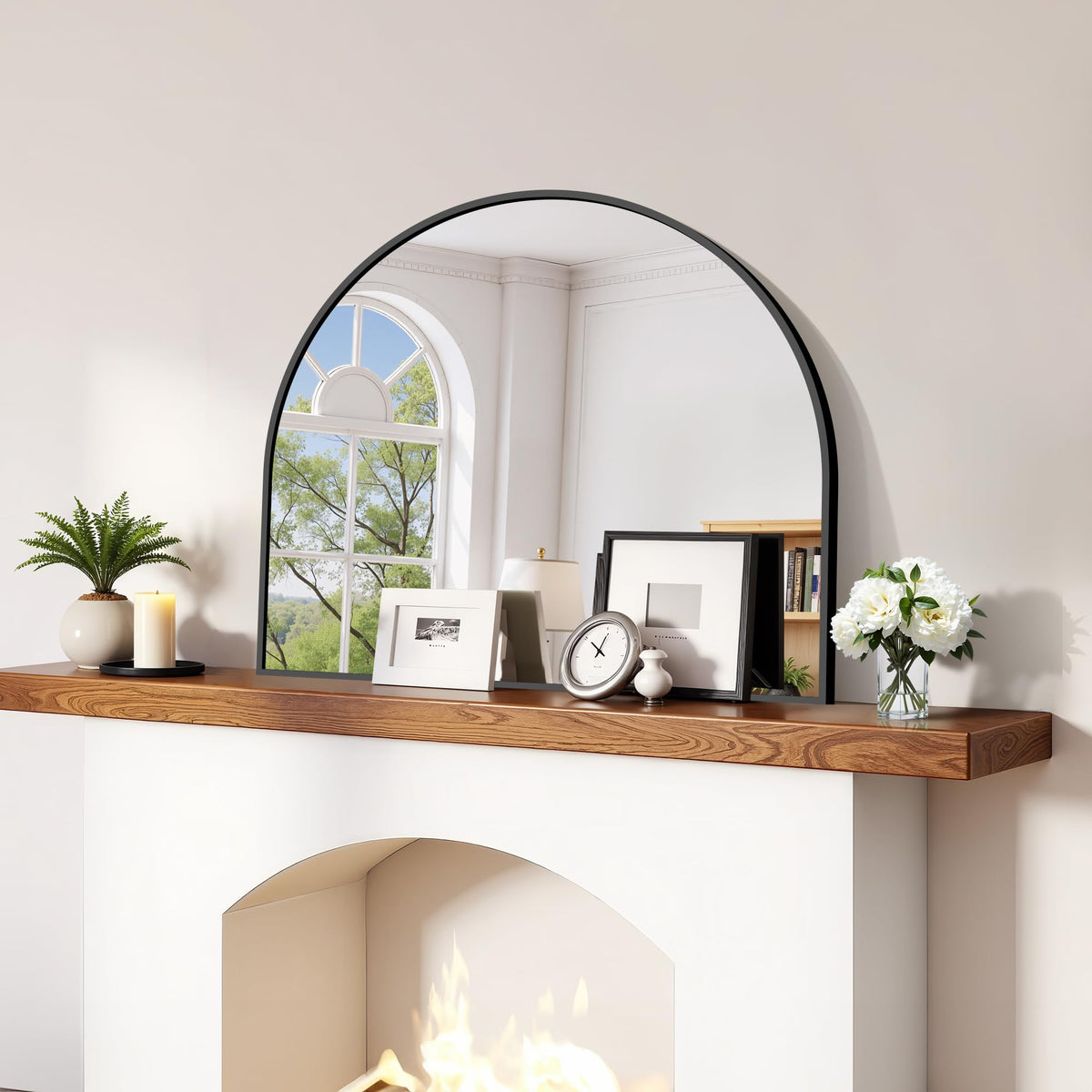 CIRCUMI Arched Wall Mirror, 36"x48" Black Arched Mirror for Bathroom