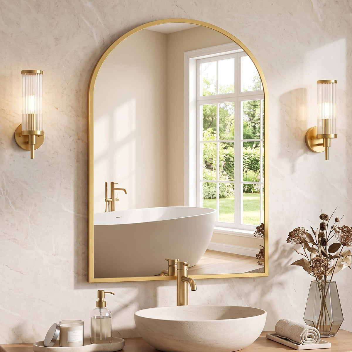 NEWBULIG 36 Inch Round Bathroom Mirror, Wall Mount Vanity Mirror