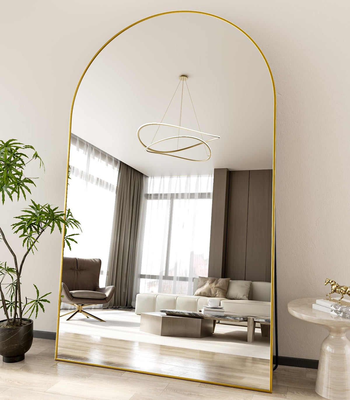 Koonmi 71x30 Arched Full Length Mirror, Floor Mirror with Stand