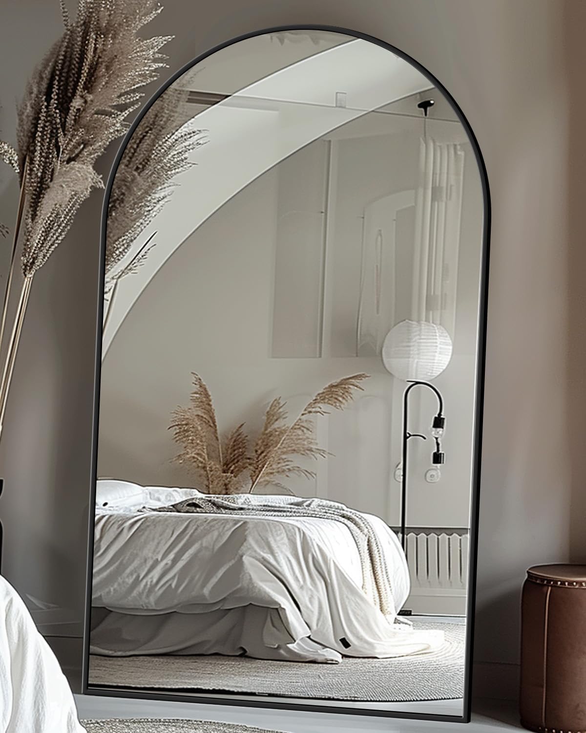 Antok 71" x26” Arched Full Length Mirror, Floor Mirror with Stand,Black
