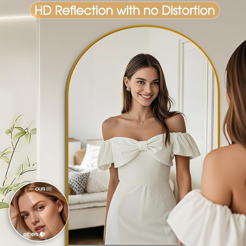 81"×41" Floor Mirror Full Length Arched Full Length Mirror Gold