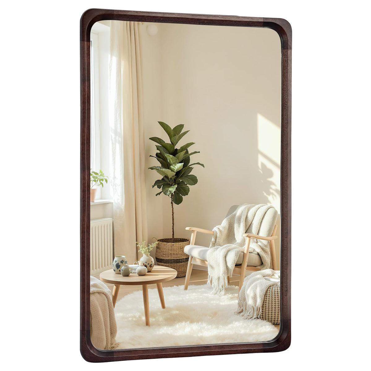 Tanmicoshomy 30 x 48 Inch Wood Rustic Large Bathroom Vanity Mirror