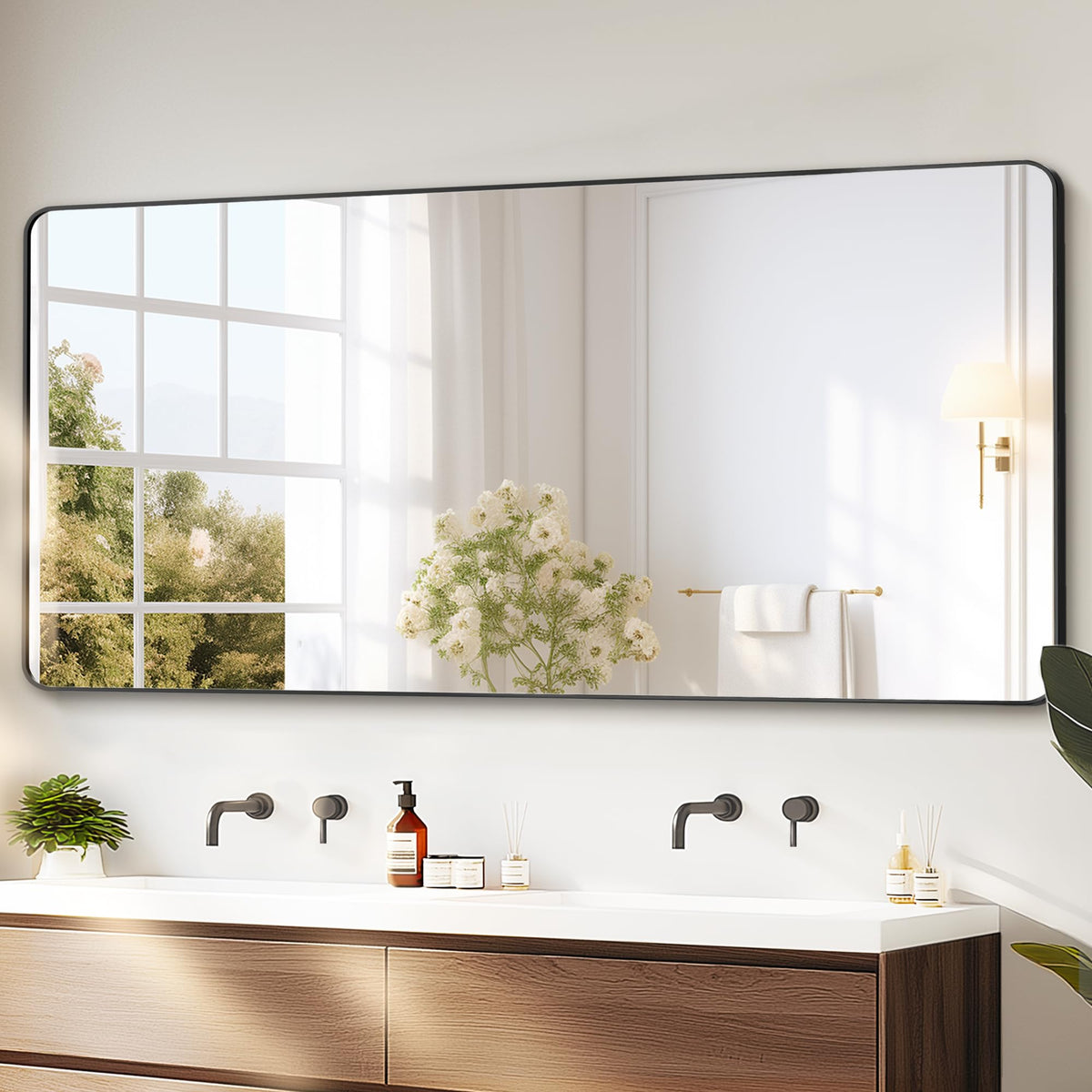 Delma Bathroom Vanity Mirror, Black Framed Mirror for Over Sink, 36x30