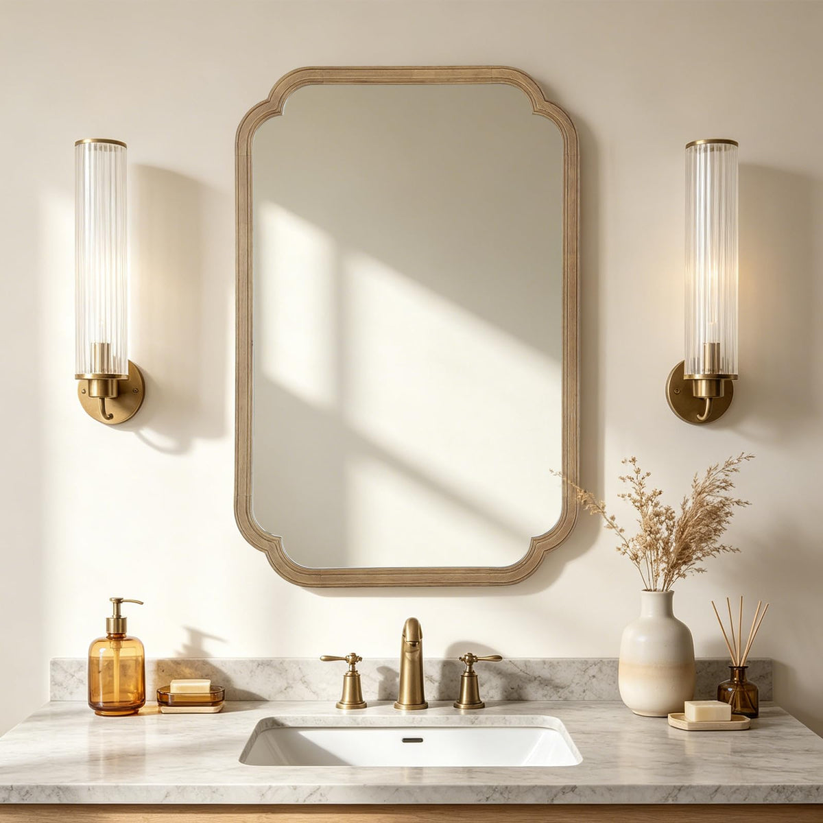 HOMECOOKIN Full Length Mirror Wall Mounted, Rustic Wooden Frame Floor Mirror, Rounded Corner Large Full Body Mirror for Bedroom,Dressing Room， Leaning or Hanging Against Wall (Walnut, 71" L x 24" W)