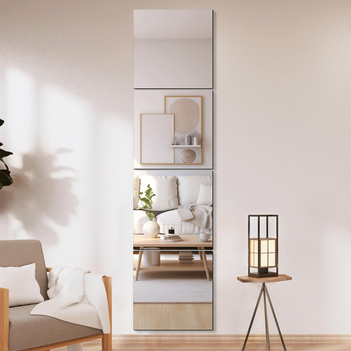 Delma Frameless Mirror Tiles 16"x12"x12 Pcs Wall Mounted