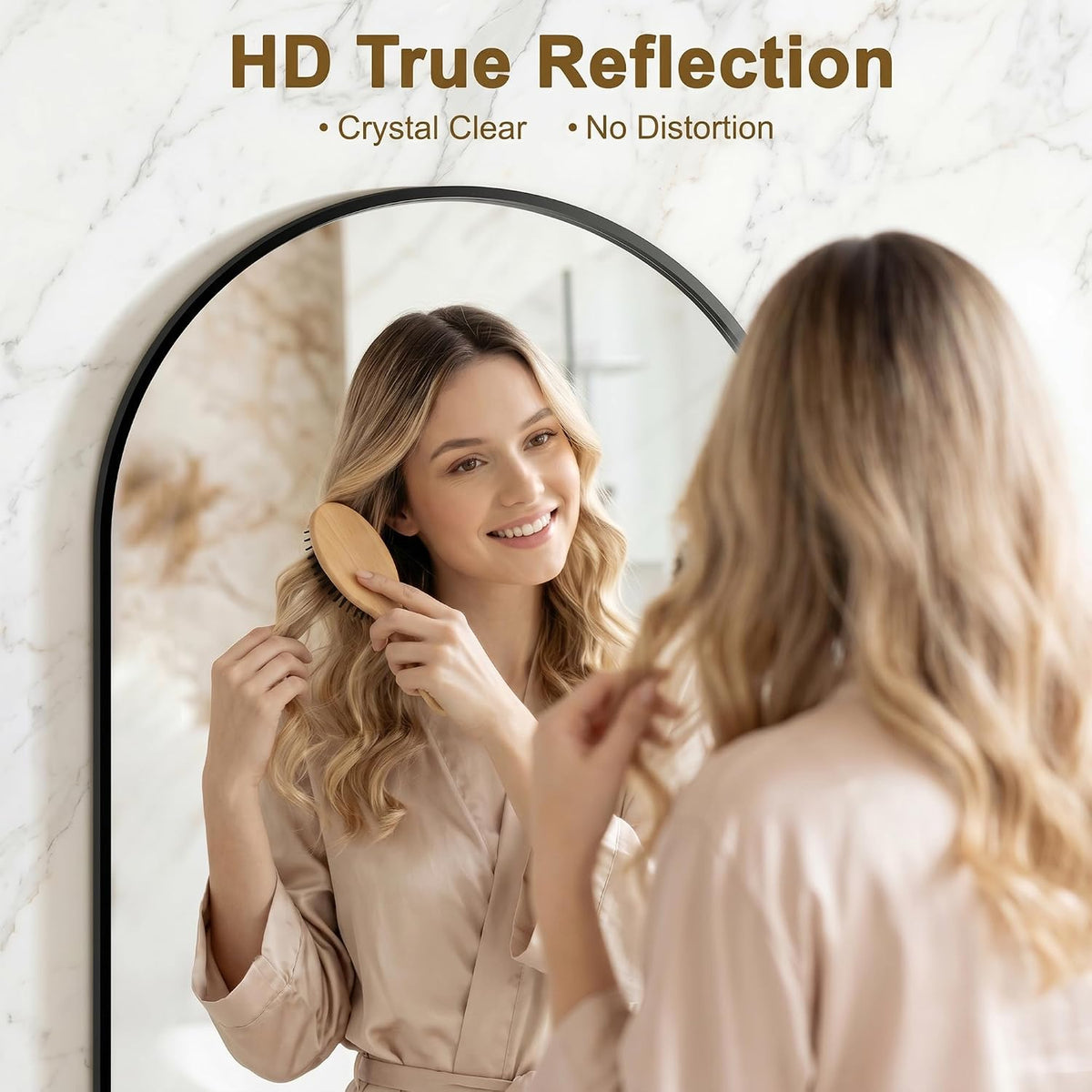 FGU Arched Bathroom Mirror for Over Sink 2 Pack 38"x26" Black Vanity Mirror