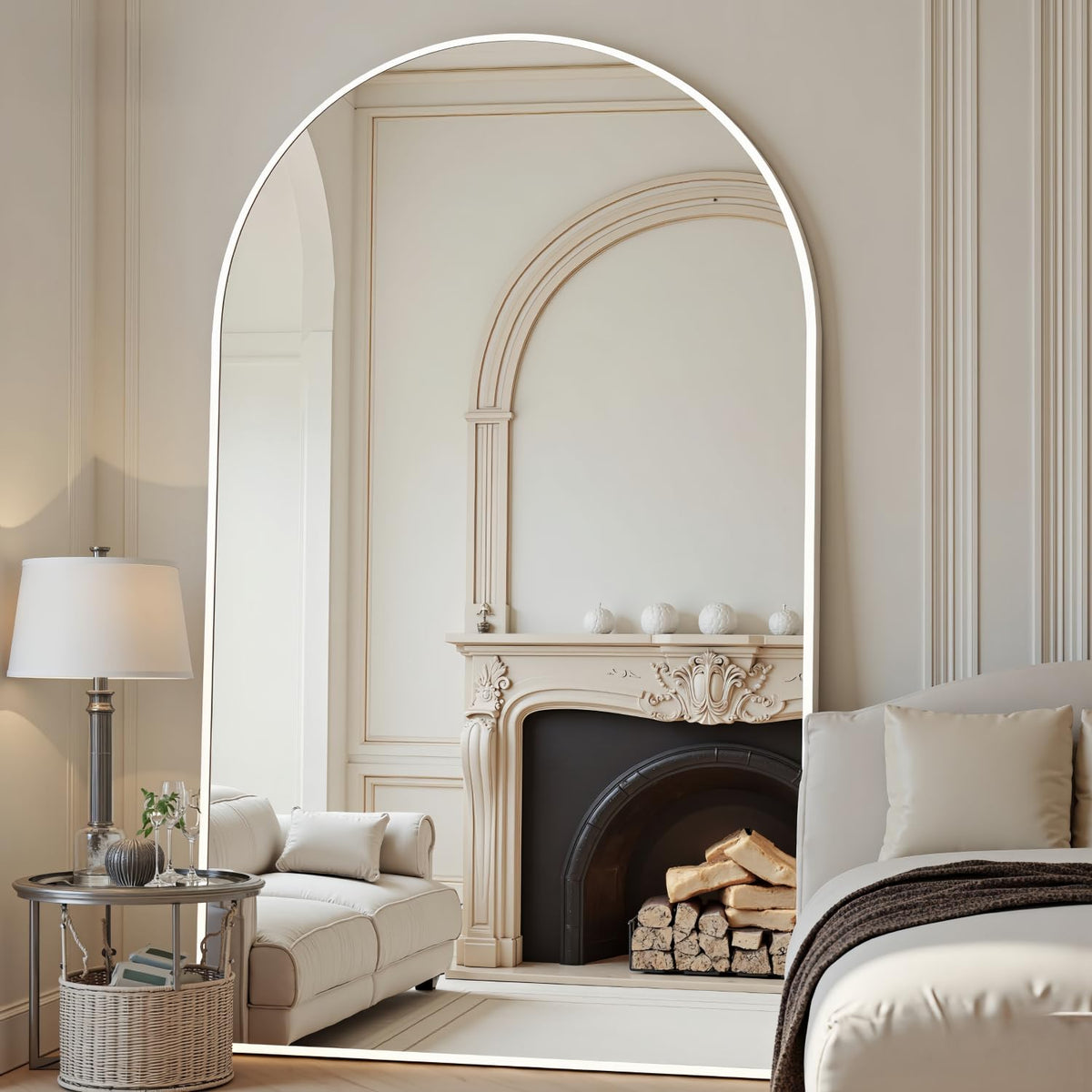 Dewfig Vintage Arched Wall Mirror, 30"x22" Bronze Antique Bathroom Mirror
