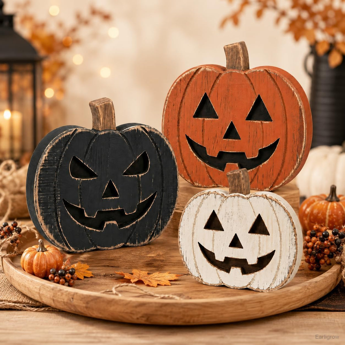 Halloween Pumpkin Table Decor Indoor, Halloween Decorations for Home