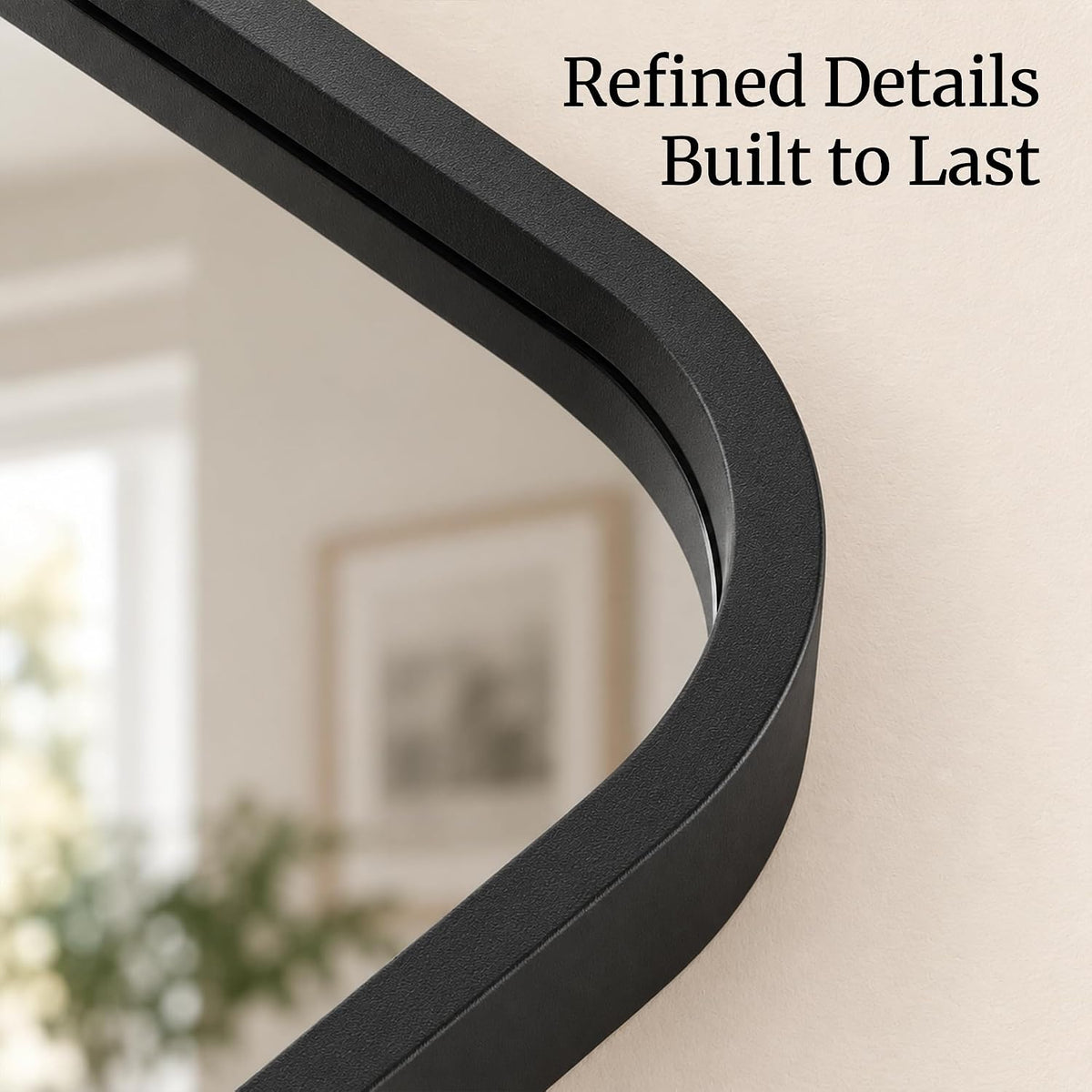 2-Pack 24x36 Inch Matte Black Rounded Rectangle Vanity Mirrors