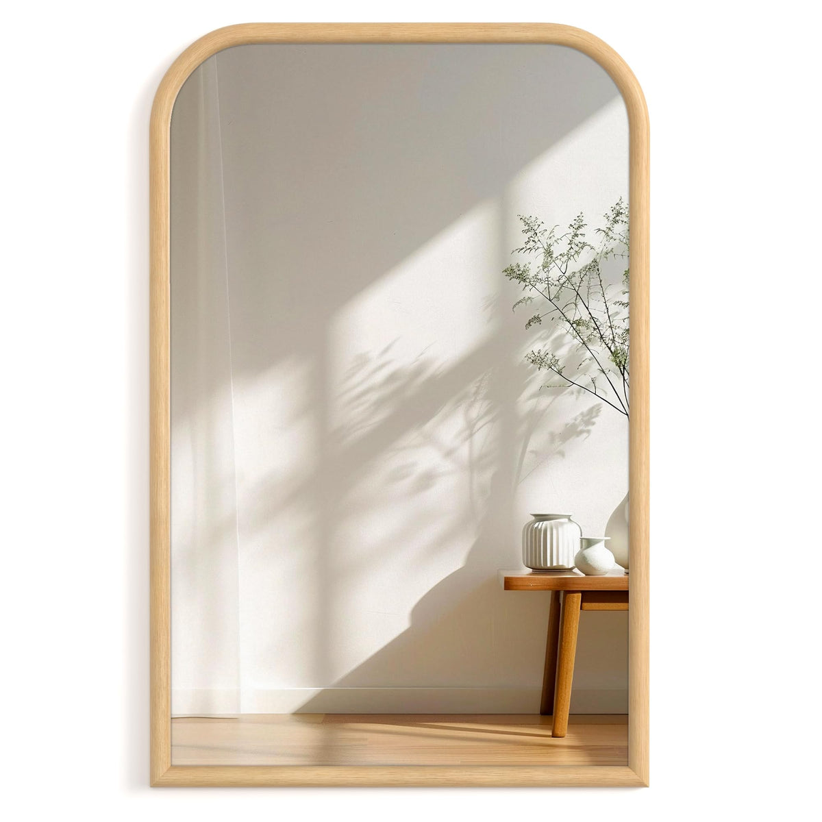 20"x30" Arch Wall Mirror for Wall, Wall Mounted Vanity Mirror for Bedroom, Wood Grain Finish Frame Mirror with Tempered Glass, Vintage Decorative for Bathroom, Entryway, Living Room, Walnut