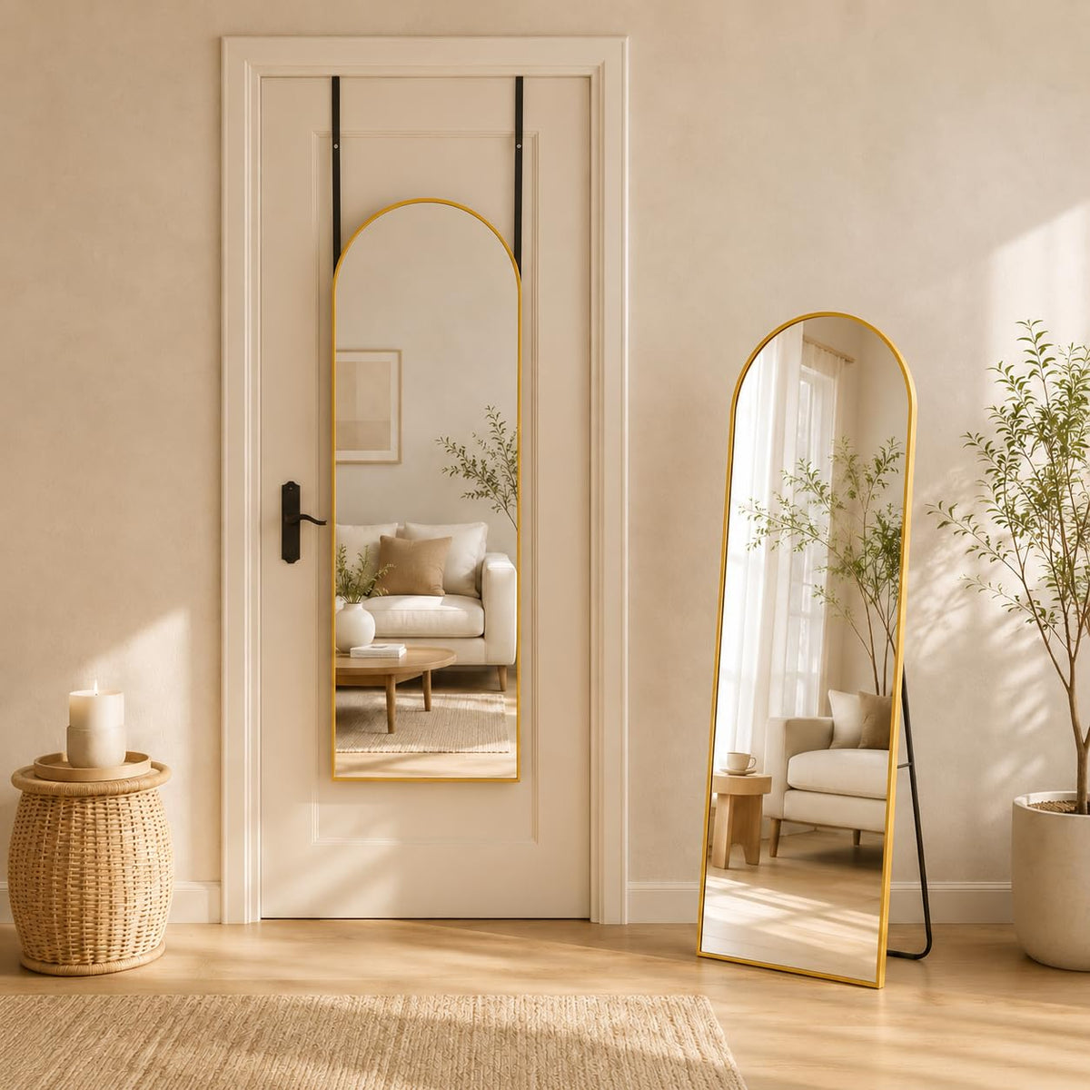 71"x28" Arched Full Length Mirror with Stand,Full Body Floor Mirror
