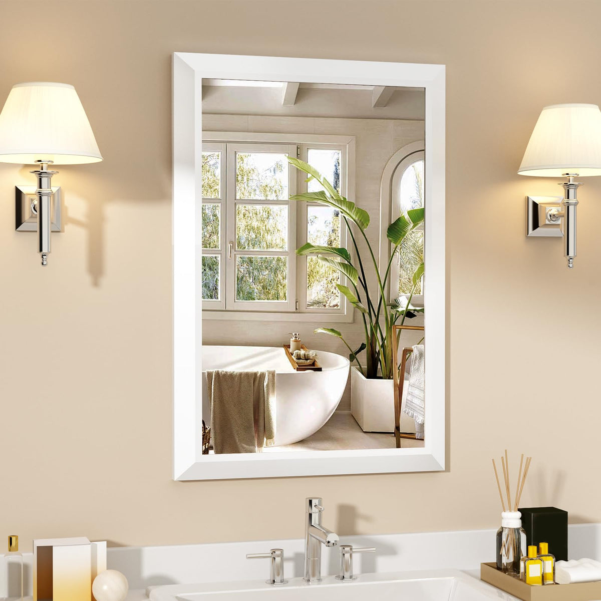 SMIROR 24x36 Matte Black Bathroom Vanity Mirror for Over Sink