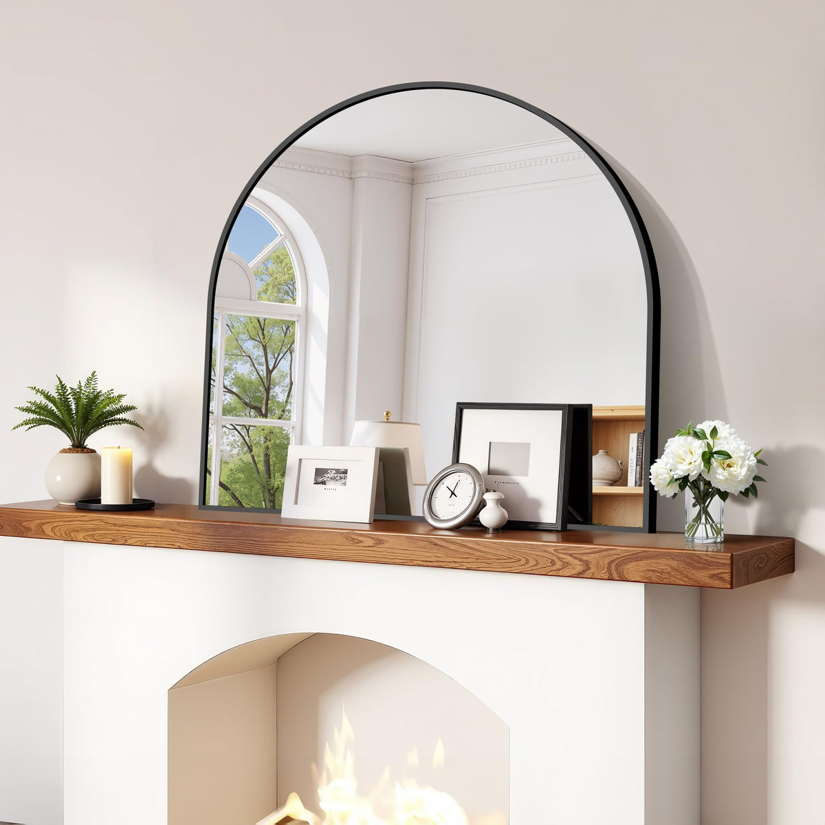 CIRCUMI Arched Wall Mirror, 36"x48" Black Arched Mirror for Bathroom