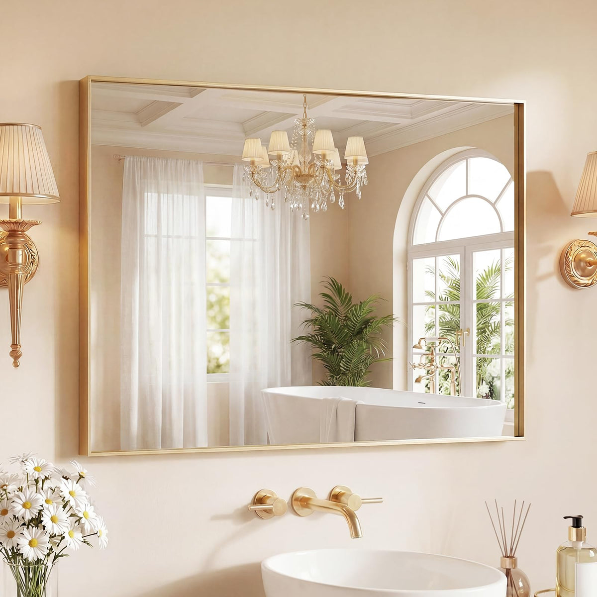 Sweetcrispy Bathroom Mirror 40x30 Inch, Vanity Mirror for Wall
