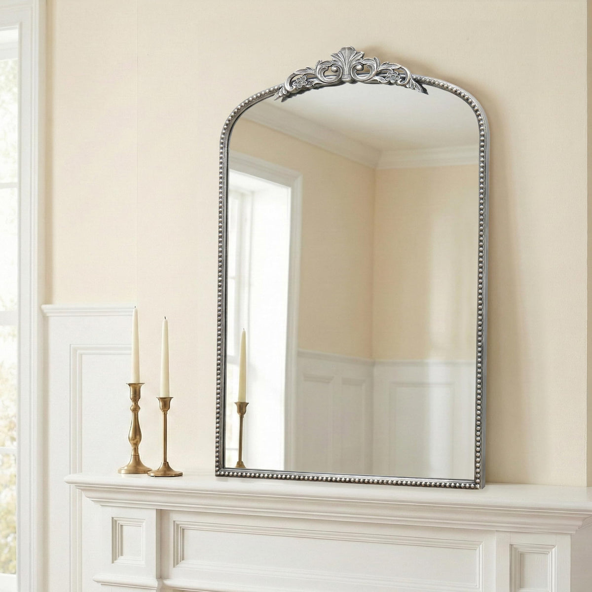 Micasso Vintage Bronze Wall Mirror: 40"x29" Baroque Antique Arched Mirror