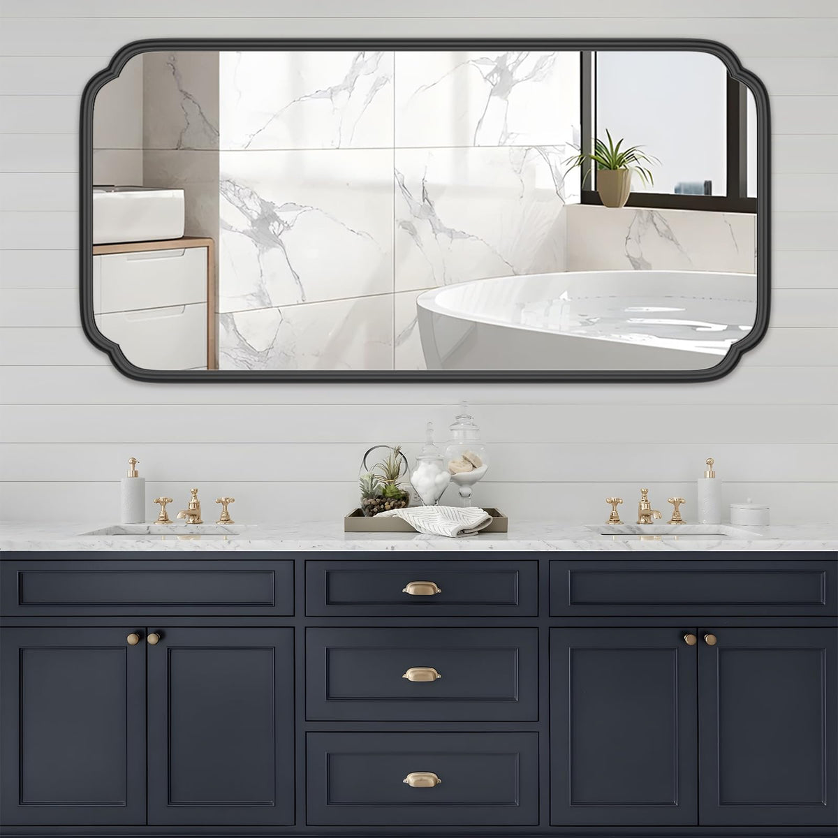 Ferytange 48"x16" Gold Door Mirror Full Length Over The Door with Non-Rusting Metal Frame, Modern Full Body Mirror Bedroom Closet Bathroom