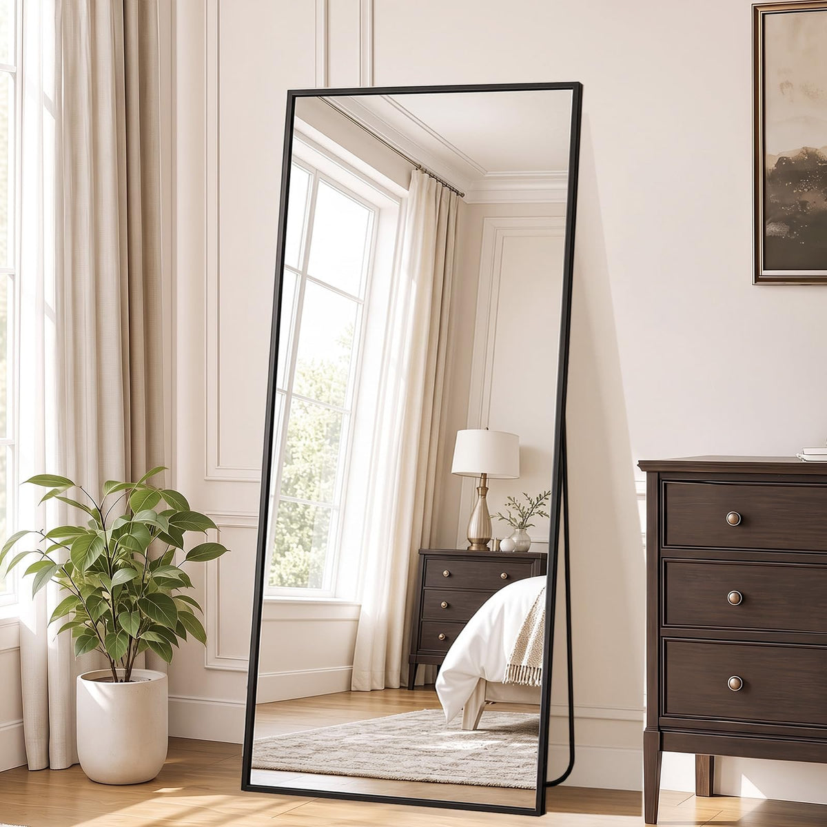 DUMOS 65"x24" Arched Full Length Mirror with Stand, Full Body Floor Mirror