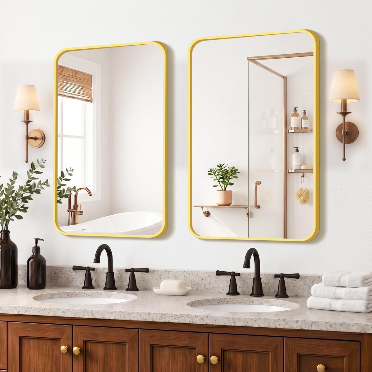 FICTOR Bathroom Mirror for Over Sink, 2 Pack 30"x20" Vanity Mirror, Black