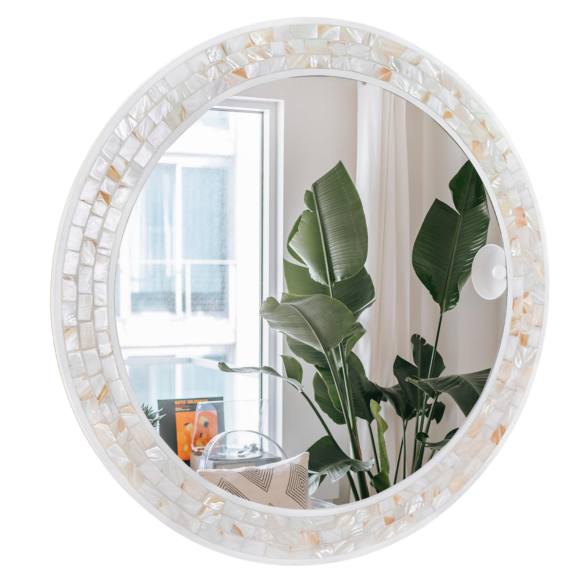 24 Inch Round Mirrors with Mosaic Frame for Wall