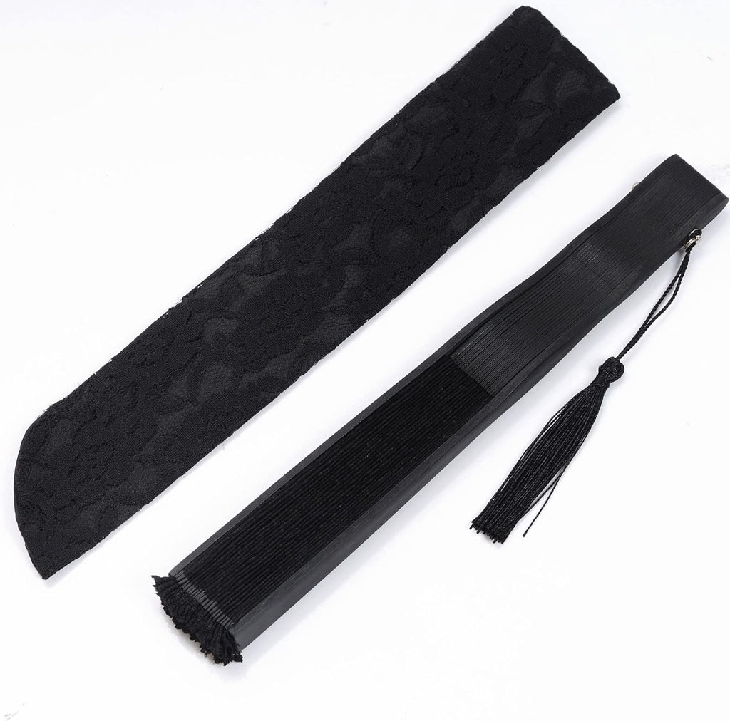 choyaxo Black Lace Handheld Fan Bamboo Folding Fan