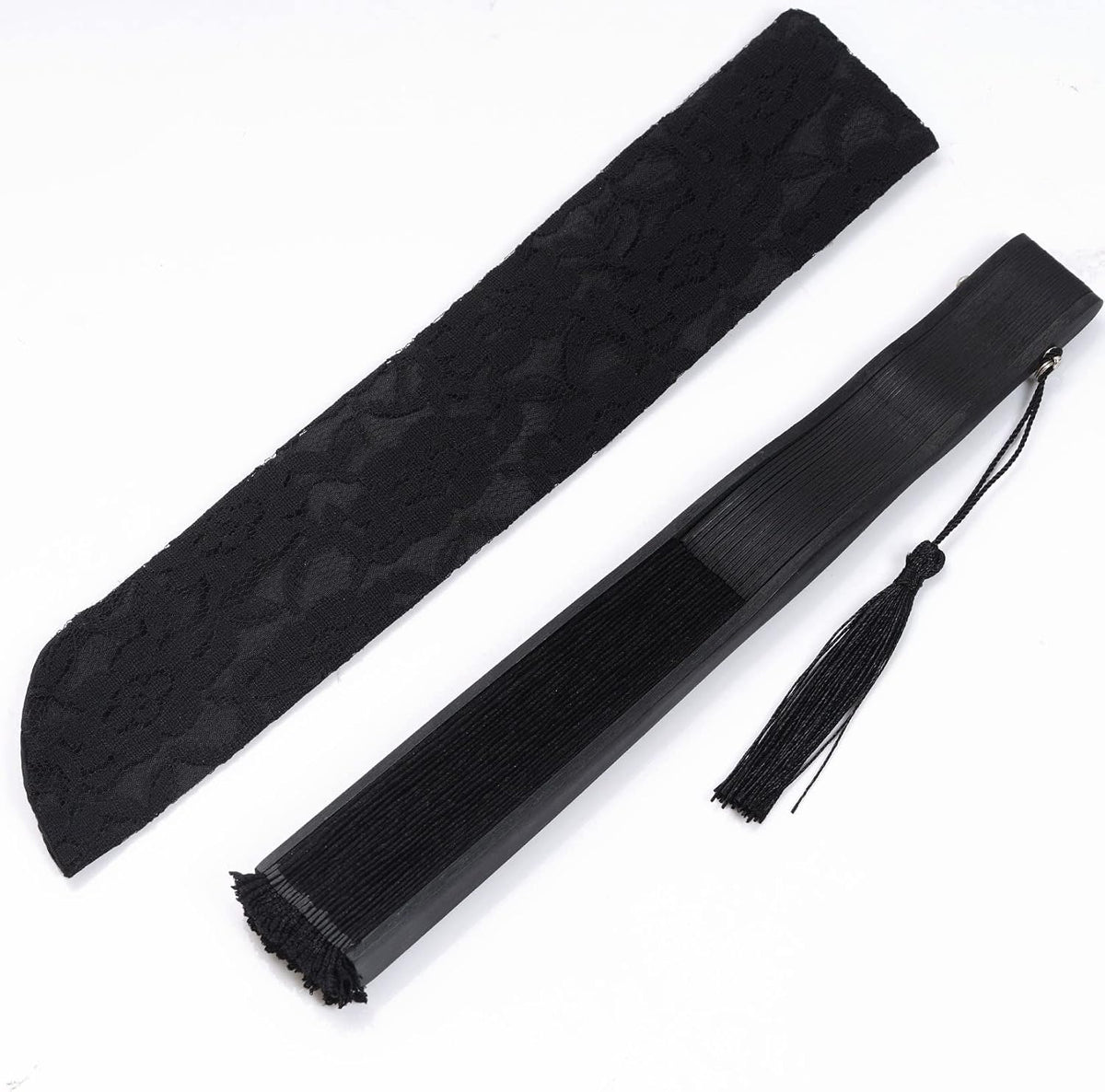 choyaxo Black Lace Handheld Fan Bamboo Folding Fan