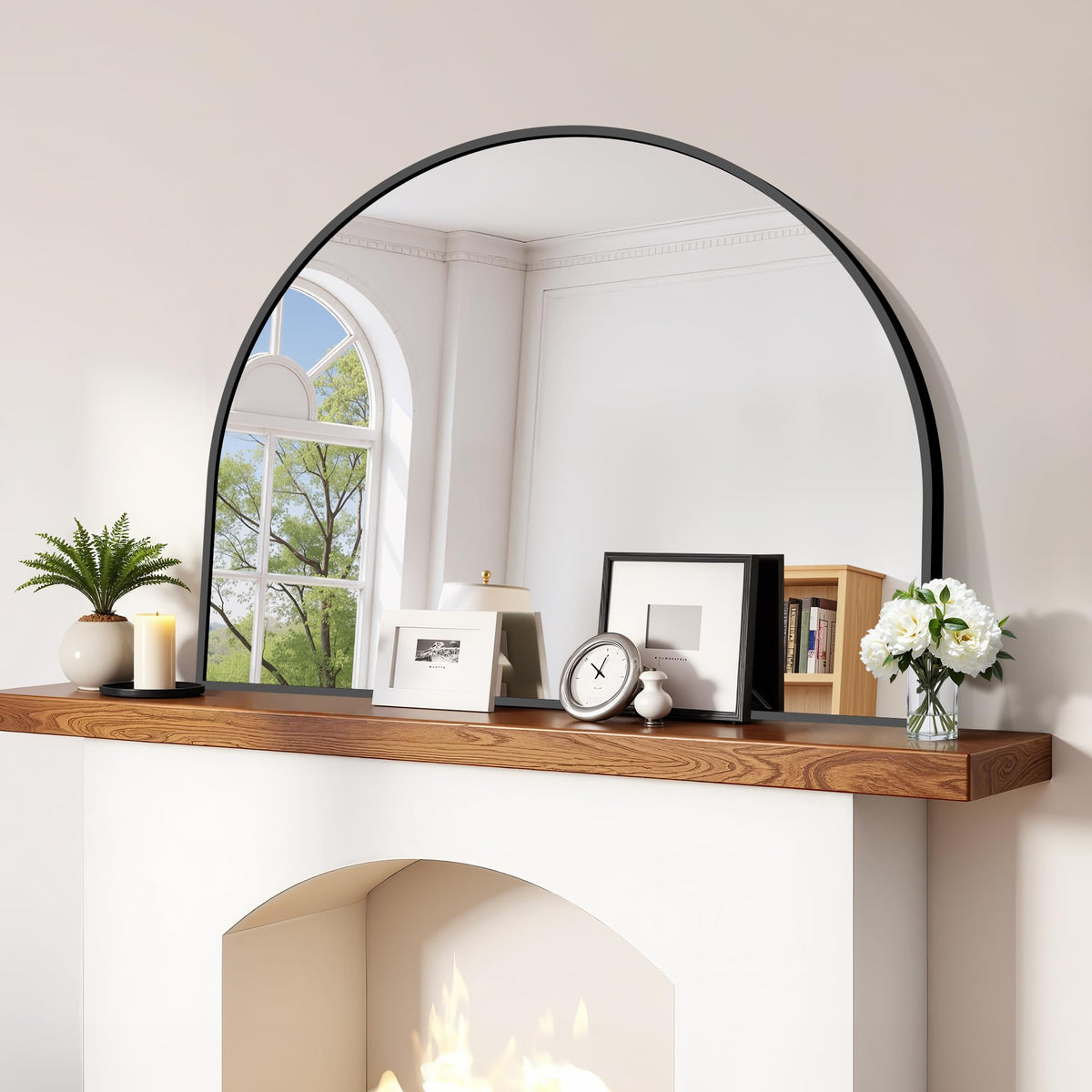 CIRCUMI Arched Wall Mirror, 36"x48" Black Arched Mirror for Bathroom