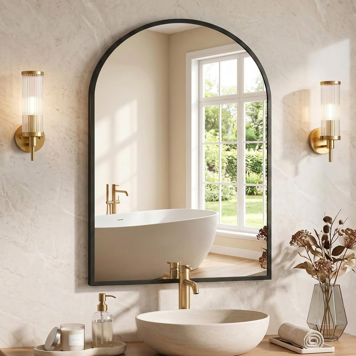 NEWBULIG 36 Inch Round Bathroom Mirror, Wall Mount Vanity Mirror